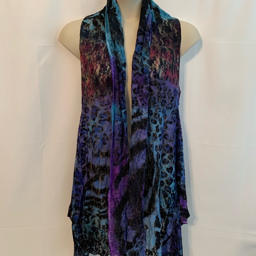 NWOT Pyramid Collection Lace Blue Purple Vest XL